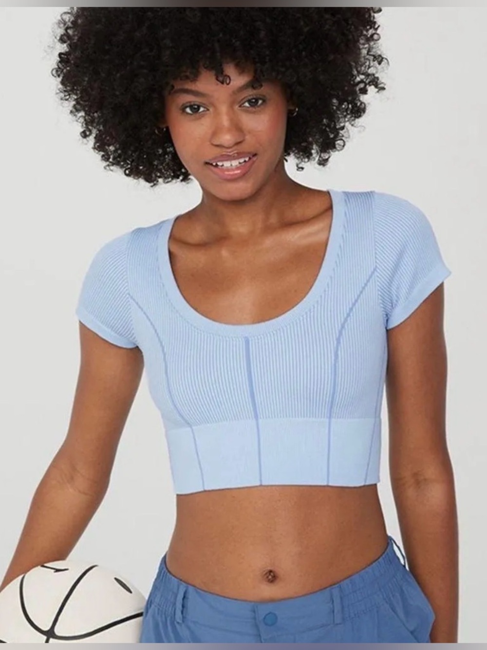 Aerie OFFLINE Seamless Ribbed Corset T-Shirt Crop Top